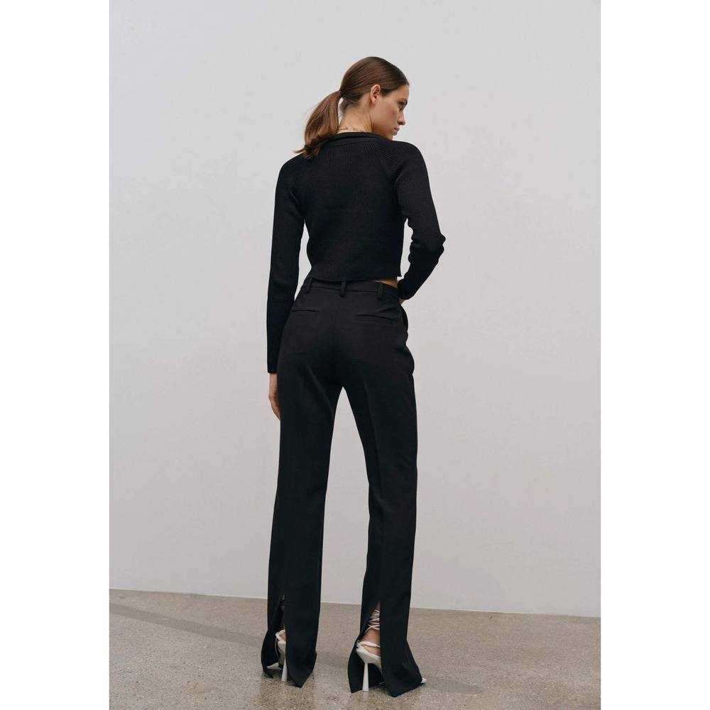 HERSKIND Valentina Trousers Black Wide Leg Split Hem Pants EU 34 US 4 NWT